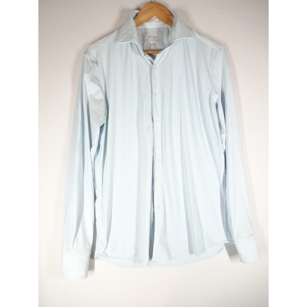 Porter & Ash Button Up Shirt Mens M Light Blue Kinetic Stretch Performance Tech